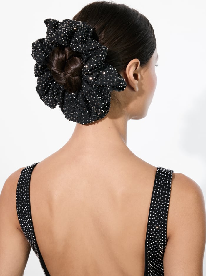 CHER LARGE SCRUNCHIE - BLACK/CRYSTAL - Alice And Olivia