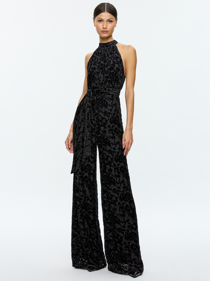 THELMA JUMPSUIT - ROMANCE BLACK - Alice And Olivia