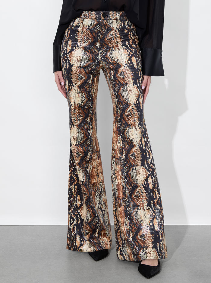 CRISTENA VEGAN SNAKE PANT - CAMEL/BLACK SNAKE - Alice And Olivia