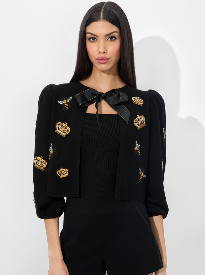 KITTY BEE CARDIGAN - BLACK - Alice And Olivia