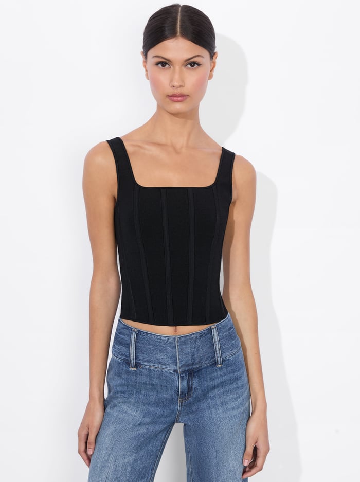 SARIAH CORSET TANK - BLACK - Alice And Olivia