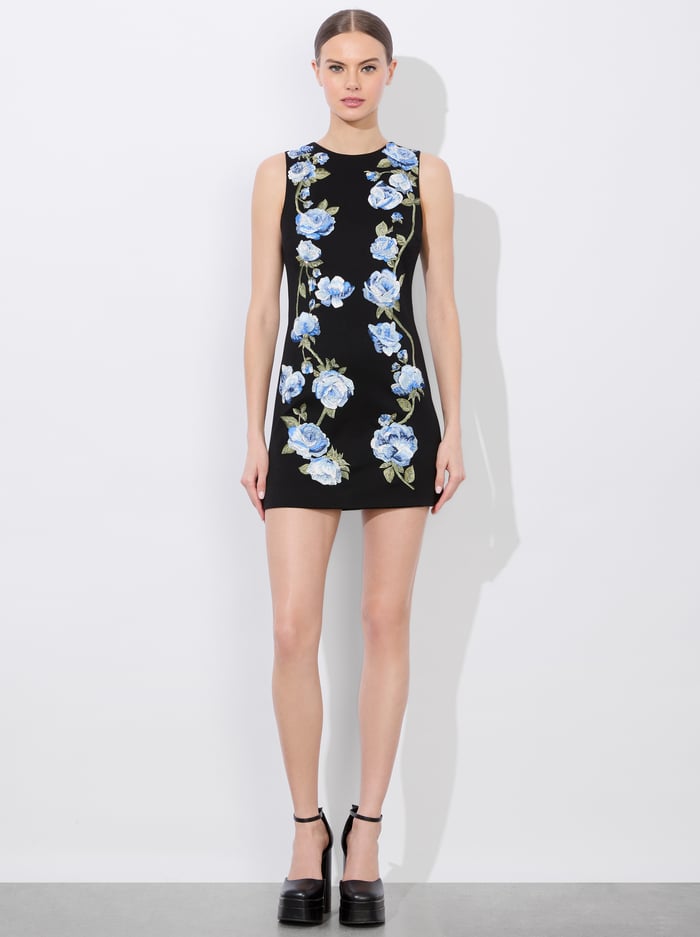 CLYDE MINI DRESS - BLACK MULTI - Alice And Olivia