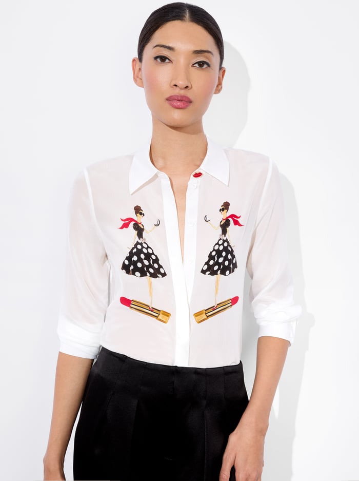 WILLA SILK BLOUSE - I AM WOMAN OFF WHITE - Alice And Olivia