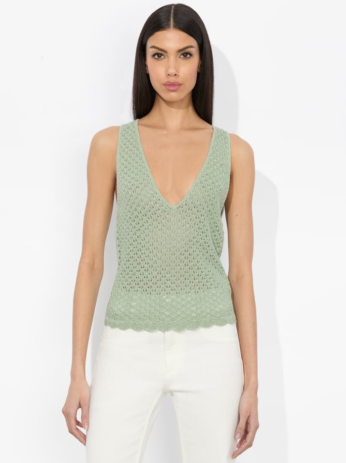 ANNALISE POINTELLE TANK - SAGE - Alice And Olivia