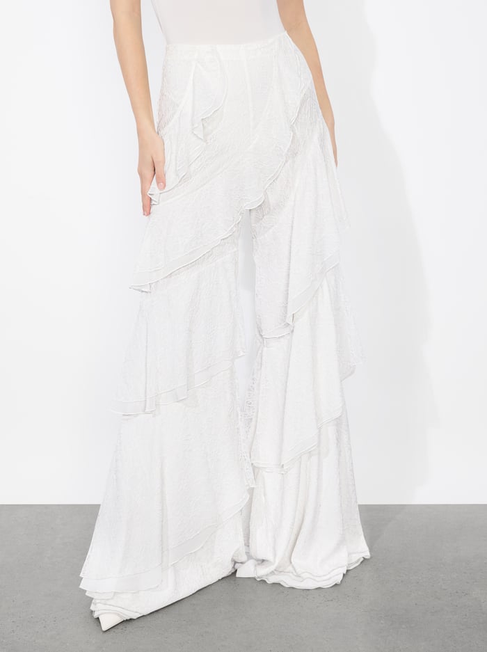 LOTUS LACE RUFFLE PANT - OFF WHITE - Alice And Olivia