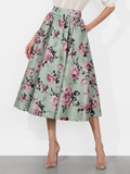 NILDA VOLUMINOUS SKIRT - SAGE MULTI