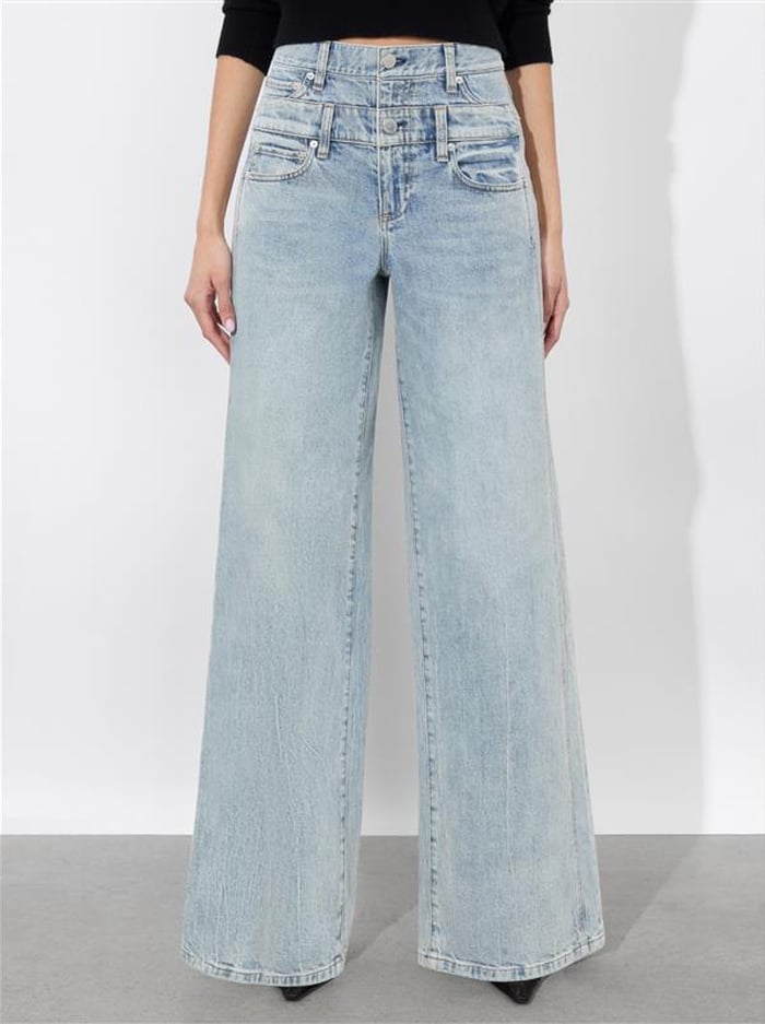 DOUBLE WAIST COOL JEAN - ROCKSTAR BLUE - Alice And Olivia