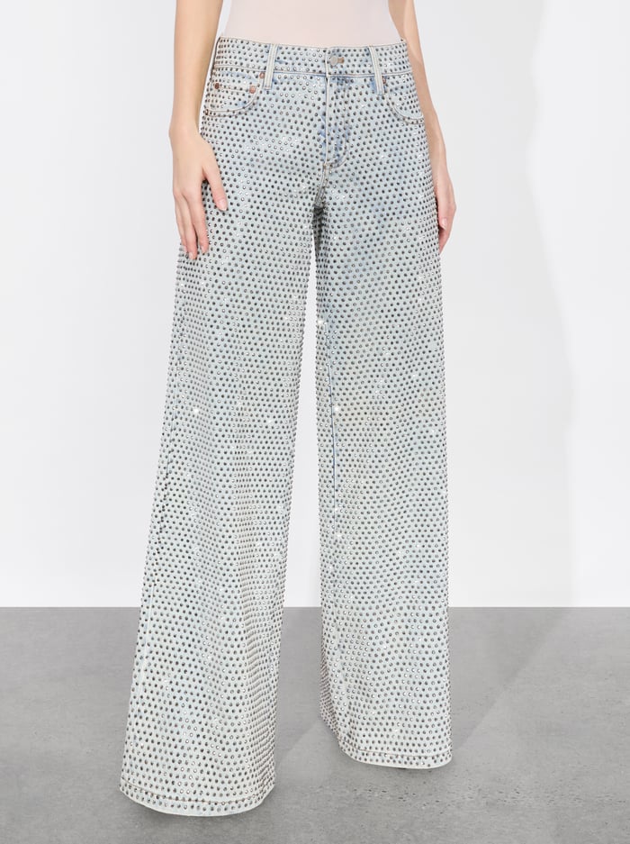 TRISH EMBELLISHED JEAN - SIERRA LIGHT BLUE - Alice And Olivia
