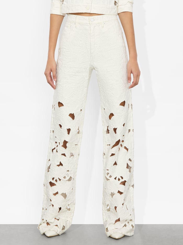 WEEZY EYELET JEAN - OFF WHITE - Alice And Olivia