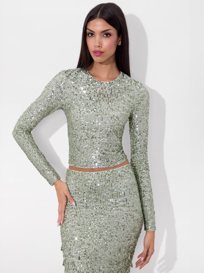 DELAINA EMBELLISHED TOP - SEA SPRAY - Alice And Olivia