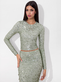 DELAINA EMBELLISHED TOP - SEA SPRAY