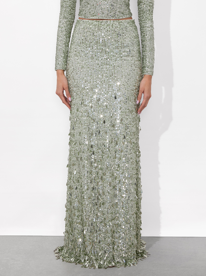 CHARITY SEQUIN GOWN SKIRT - SEA SPRAY - Alice And Olivia