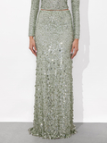 CHARITY SEQUIN GOWN SKIRT - SEA SPRAY