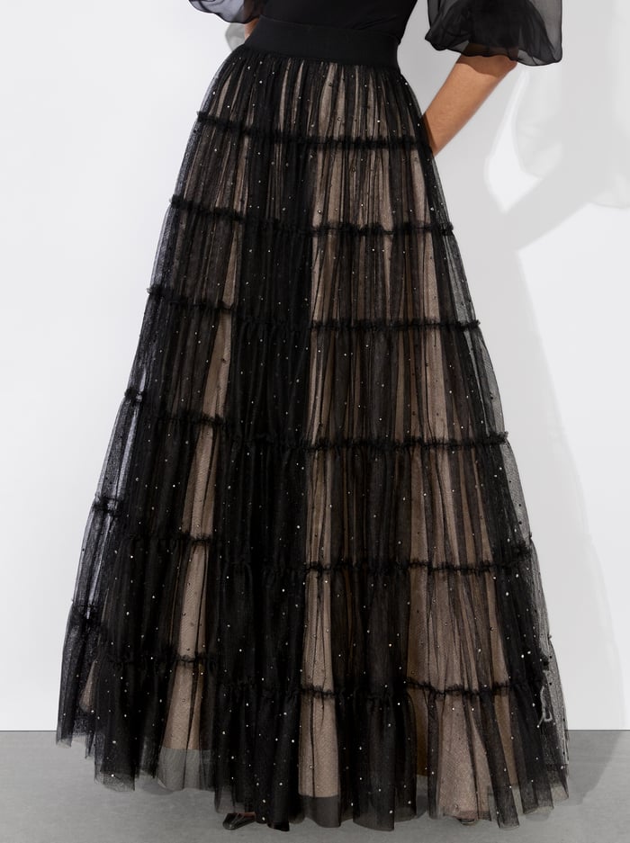 DARCY BALLGOWN SKIRT - BLACK/CRYSTAL - Alice And Olivia