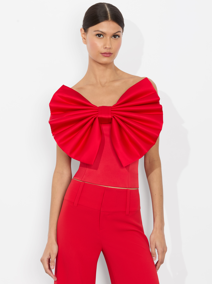 SIBELLA BOW TOP - BRIGHT RUBY - Alice And Olivia
