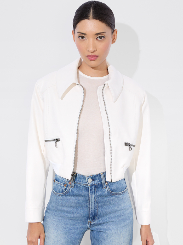 HYDE CROPPED VEGAN JACKET - OFF WHITE - Alice And Olivia
